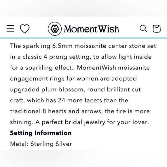 🌟MomentWish 1 Carat Moissanite Engagement Ring🌟  NIB - Picture 13 of 15